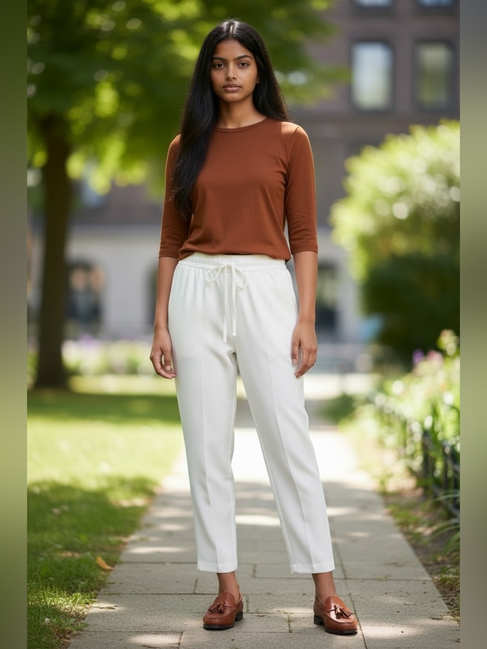 Banana Republic Cream Drawstring Tapered Trousers, Like New